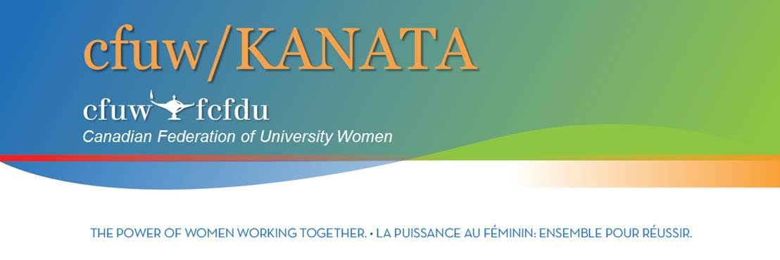 CFUW logo: CFUW/Kanata - Canadian Federation of University Women - the power of women working together.